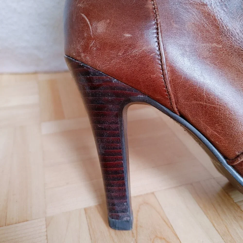 ๐ฏ% real leather Knee High heeled brown Boots - Picture 16 of 16